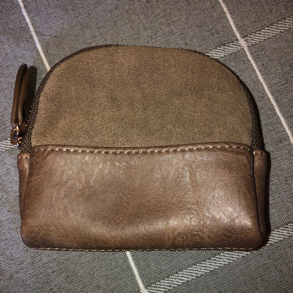 Suede leather coin purse